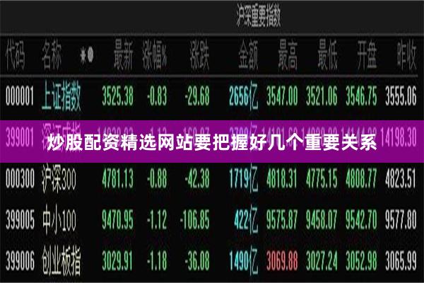 炒股配资精选网站要把握好几个重要关系